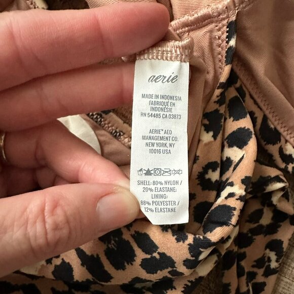 Aerie Womens Leopard Print One Piece Wrap Around Tie Swimsuit US S Long - Picture 5 of 8